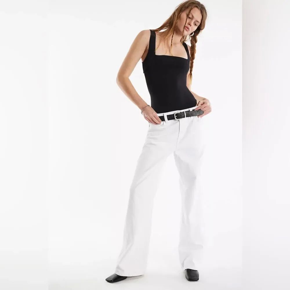 Free People We The Free Tinsley Baggy High-Rise Jeans in White